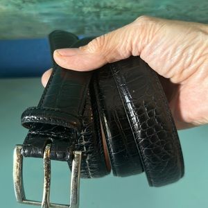 #Polo Ralph Lauren Black leather Faux Skin Belt 42,